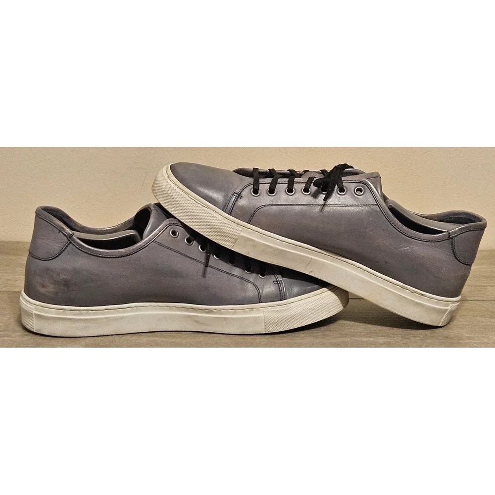 Dario Vis Mens Blue Grey Leather Low Top Sneakers Made in Italy 1402 Sz 44 / 11